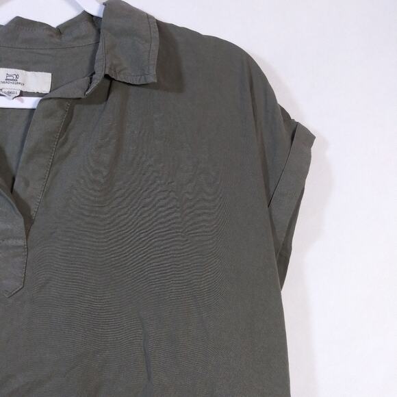 Thread and Supply Olive Green Shirt Lyocell Raw Hem Dress Festival Size XS - Picture 3 of 7